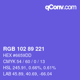 Color code: RGB 102 89 221 | qconv.com