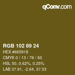 Color code: RGB 102 89 24 | qconv.com