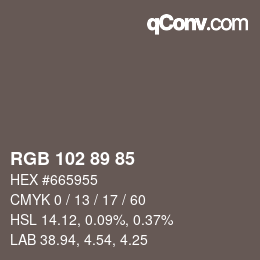 Farbcode: RGB 102 89 85 | qconv.com