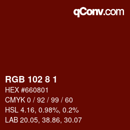 Color code: RGB 102 8 1 | qconv.com