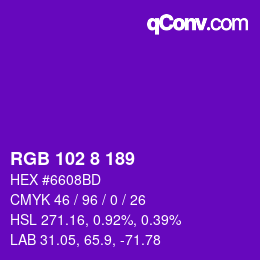 Color code: RGB 102 8 189 | qconv.com