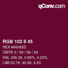 Color code: RGB 102 8 45 | qconv.com