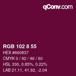 Color code: RGB 102 8 55 | qconv.com