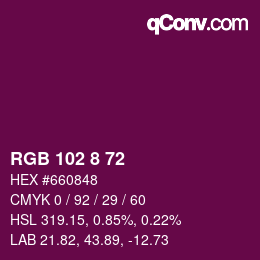 Color code: RGB 102 8 72 | qconv.com