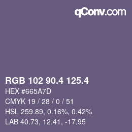 カラーコード: RGB 102 90.4 125.4 | qconv.com