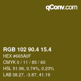 カラーコード: RGB 102 90.4 15.4 | qconv.com