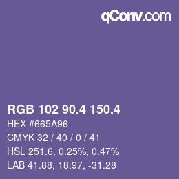 カラーコード: RGB 102 90.4 150.4 | qconv.com