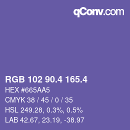 カラーコード: RGB 102 90.4 165.4 | qconv.com