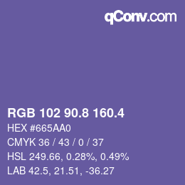 カラーコード: RGB 102 90.8 160.4 | qconv.com