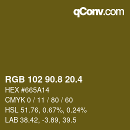 カラーコード: RGB 102 90.8 20.4 | qconv.com