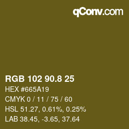 Color code: RGB 102 90.8 25 | qconv.com