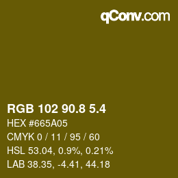 カラーコード: RGB 102 90.8 5.4 | qconv.com