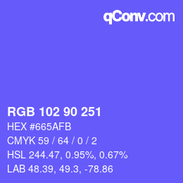 Color code: RGB 102 90 251 | qconv.com