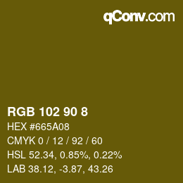 Color code: RGB 102 90 8 | qconv.com