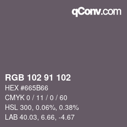Color code: RGB 102 91 102 | qconv.com