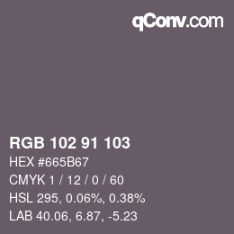 Color code: RGB 102 91 103 | qconv.com