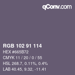 Color code: RGB 102 91 114 | qconv.com