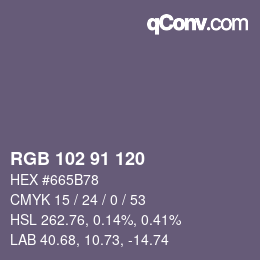 Color code: RGB 102 91 120 | qconv.com