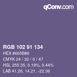 Color code: RGB 102 91 134 | qconv.com