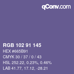 Farbcode: RGB 102 91 145 | qconv.com
