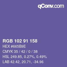 Color code: RGB 102 91 158 | qconv.com