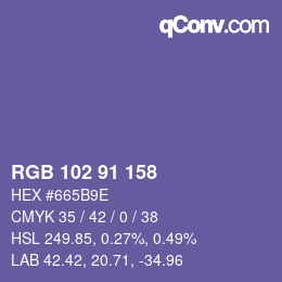 カラーコード: RGB 102 91 158 | qconv.com