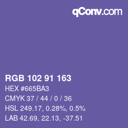 Color code: RGB 102 91 163 | qconv.com