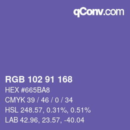 Color code: RGB 102 91 168 | qconv.com