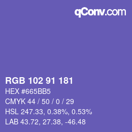 Color code: RGB 102 91 181 | qconv.com