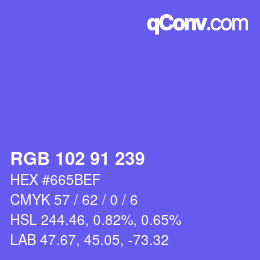 Color code: RGB 102 91 239 | qconv.com