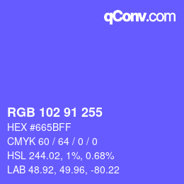 Color code: RGB 102 91 255 | qconv.com