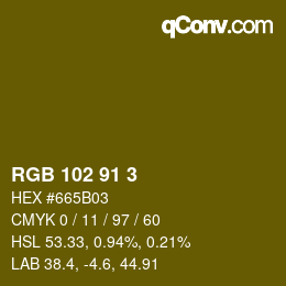 Color code: RGB 102 91 3 | qconv.com