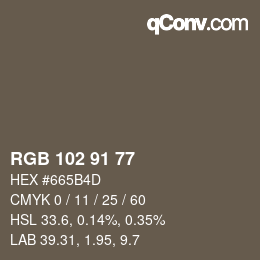 Farbcode: RGB 102 91 77 | qconv.com