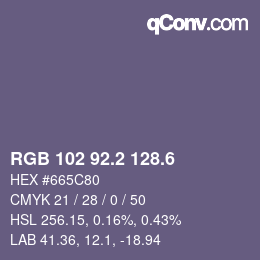 カラーコード: RGB 102 92.2 128.6 | qconv.com