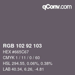 Color code: RGB 102 92 103 | qconv.com