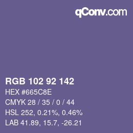 Color code: RGB 102 92 142 | qconv.com