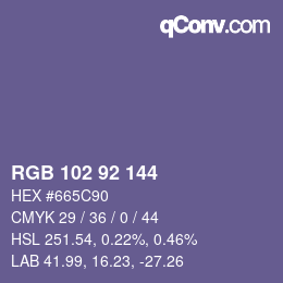 カラーコード: RGB 102 92 144 | qconv.com