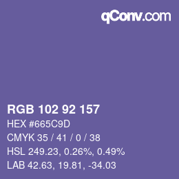 Color code: RGB 102 92 157 | qconv.com