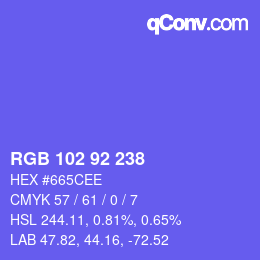 カラーコード: RGB 102 92 238 | qconv.com