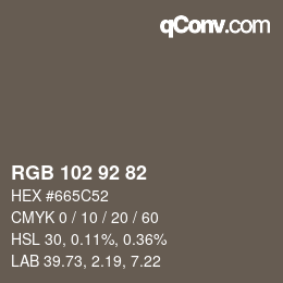 Code couleur: RGB 102 92 82 | qconv.com