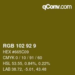 カラーコード: RGB 102 92 9 | qconv.com