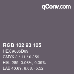 Color code: RGB 102 93 105 | qconv.com