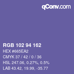 Color code: RGB 102 94 162 | qconv.com