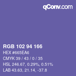 カラーコード: RGB 102 94 166 | qconv.com