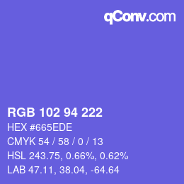 Color code: RGB 102 94 222 | qconv.com