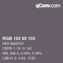 Color code: RGB 102 95 103 | qconv.com
