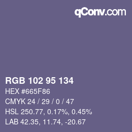 Color code: RGB 102 95 134 | qconv.com