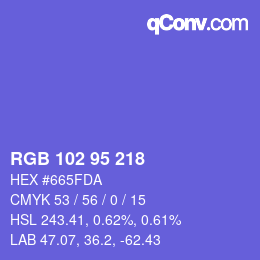 Color code: RGB 102 95 218 | qconv.com