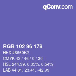 Color code: RGB 102 96 178 | qconv.com