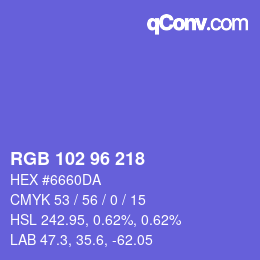 Color code: RGB 102 96 218 | qconv.com